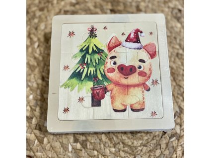 DREVENÉ PUZZLE VIANOČNÉ PRASIATKO