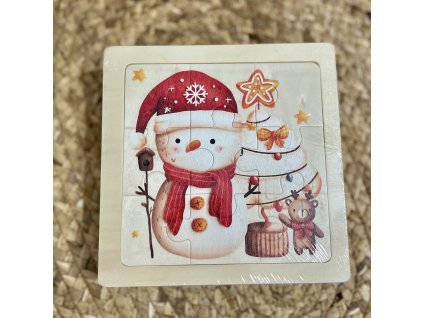 DREVENÉ PUZZLE SNEHULIAČIK SO SOBÍKOM