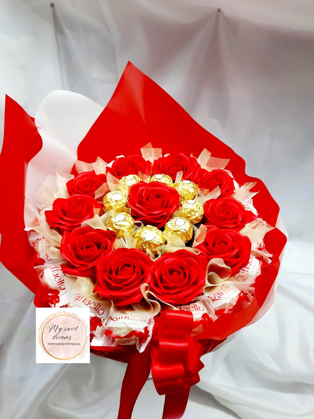Mydlová kytica-Darček Kytica ruží a sladkostí