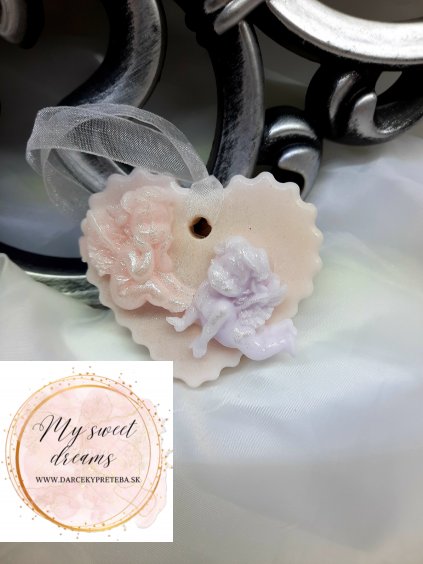 Darček mydlová dekorácia srdce - anjel