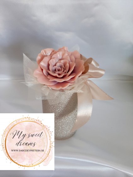 Mydlová kytica-Hnedá ruža v krabici