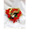 Mydlová kytica - červené kvety v srdci z prosecom a pralinkou