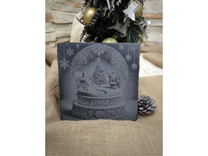 Gravírovana bridlica štvorec snehová guľa