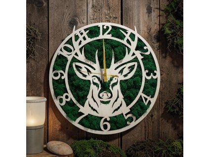 Drevené hodiny jeleň
