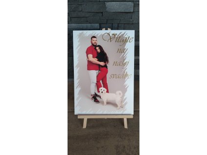 Tabuľa Vitajte na našej svadbe A3 s fotkou