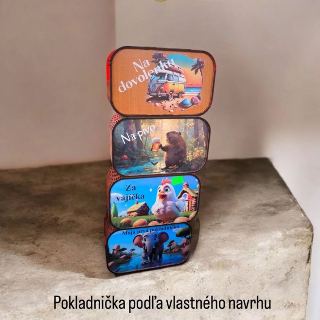 Predstavujeme Vám náš nový produkt a tým je pokladnička na peniažky. Celú pokladničku zhotovíme podľa priania zákazníka ;)...