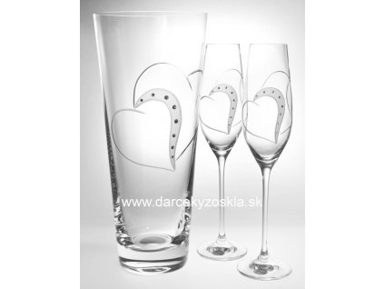 Svadobná sada Evelin (Poháre 2ks + Váza 1ks)