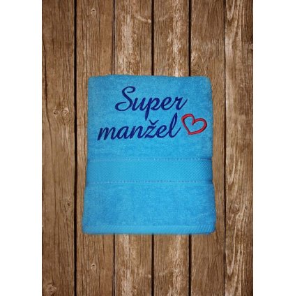 Vyšívaná osuška s nápisom Super manžel