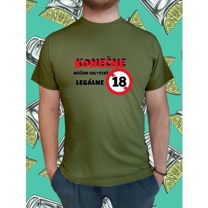vtipne tricko konecne 18 khaki