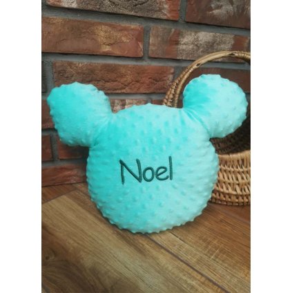 Vankúš minky Mišiak s menom Noel