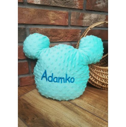 Vankúš minky Mišiak s menom Adamko