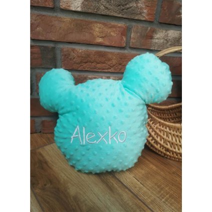 Vankúš minky Mišiak s menom Alexko