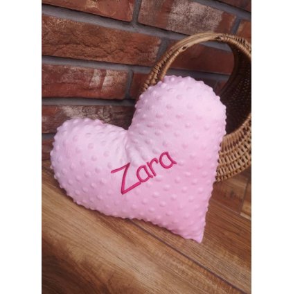 Vankúš minky Srdce s menom Zara