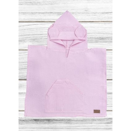 detske ponco baby pink s usami