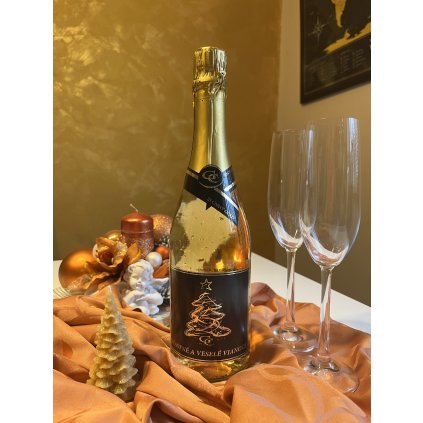 sampanske so zlatom s napisom k vianociam