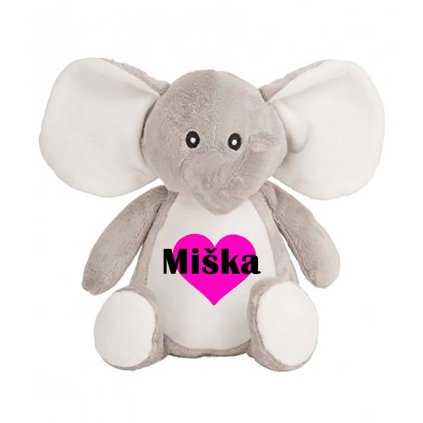 plysovy slonik s menom dievcatka miska