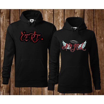 mikiny parove cert anjelik cierne