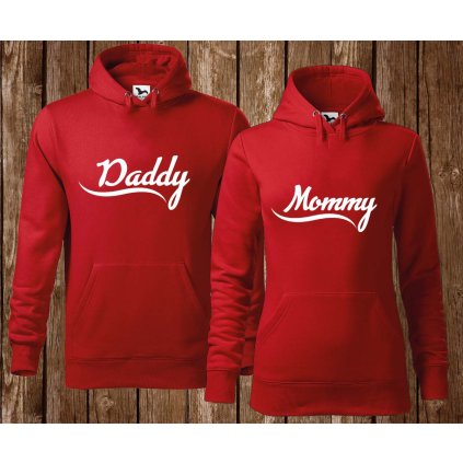 mikiny parove daddy mommy cervene