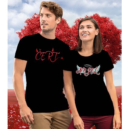 Tričká pre páry Čert & Anjel