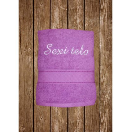 Vyšívaná osuška s nápisom Sexi telo