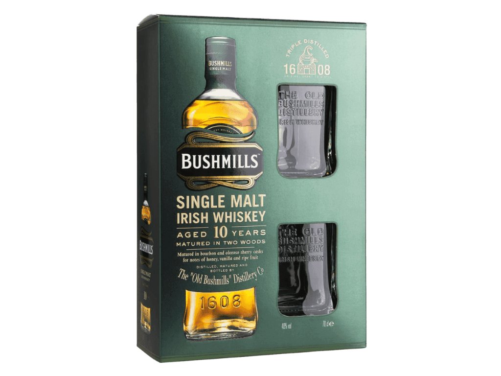 Whisky Bushmills 10yo 40% 0,7l + 2 Poháre