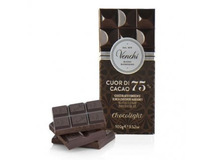 0008398 tavoletta cioccolato fondente venchi chocolight cuor di cacao 75 da 100g 550
