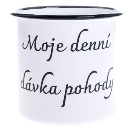 Smaltovaný dekorační hrnek Moje denní dávka pohody