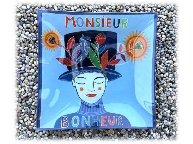 Skleněný dezertní talířek Monsieur Bonheur