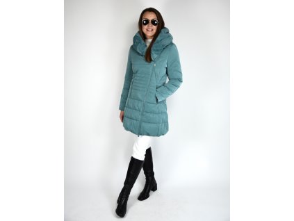 Zelená delší zimní prošívaná bunda Laura Jo Paris