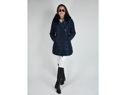 Modrá delší zimní prošívaná bunda Laura Jo Paris