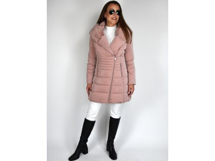 Růžová delší zimní prošívaná bunda Laura Jo Paris