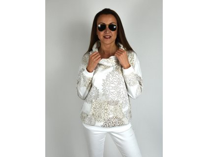 Bílá mikina s potiskem a kapucí Megi B1303