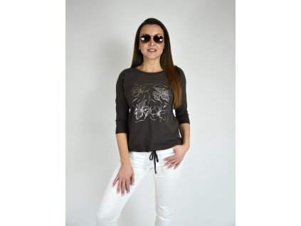 Tmavě hnědé tričko s 3/4 rukávem Megi B2526