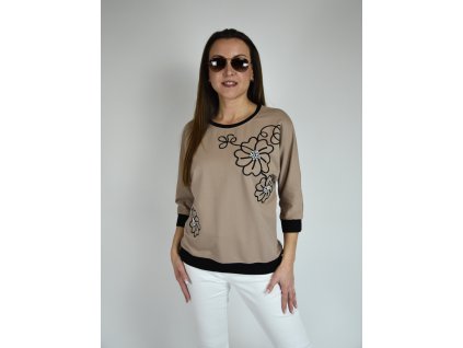 Světle hnědá mikina s výšivkou Megi B2554