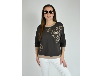 Tmavě hnědá mikina s výšivkou Megi B2554