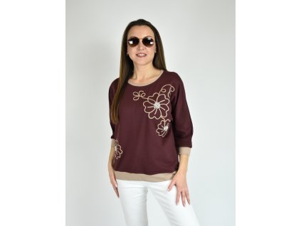 Bordó mikina s výšivkou Megi B2554