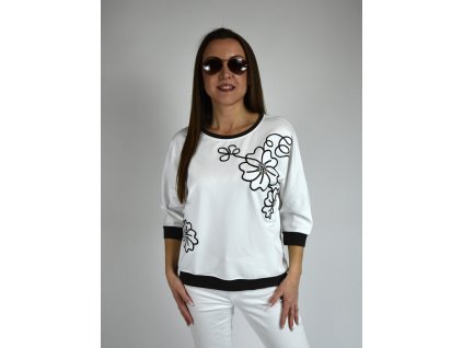 Bílá mikina s výšivkou Megi B2554