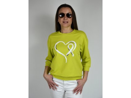 Limetková mikina se srdcem Megi B2601