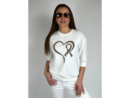 Bílá mikina se srdcem Megi B2601