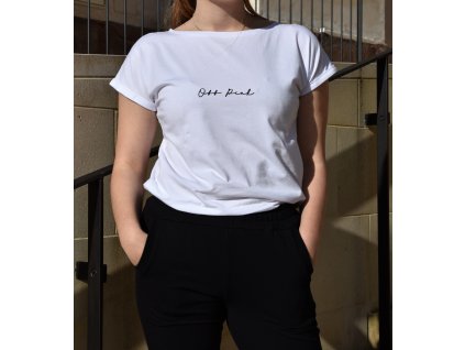 OFF PINK dámské bílé tričko s potiskem ANETTE