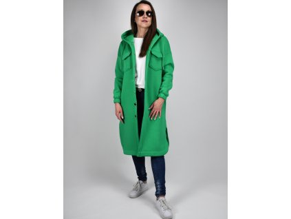 Bavlněný zelený mikinový kabátek Megi collection s kapucí a kapsami