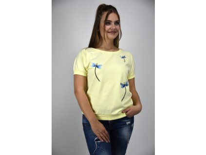 Žluté tričko s výšivkou vážky Megi collection