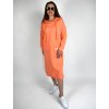 Oranžové dlouhé bavlněné šaty s kapucí a kapsou Megi