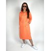 Oranžové dlouhé bavlněné šaty s kapucí a kapsou Megi