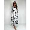 Košilové šaty z viskózy Carmen, bílo-černé