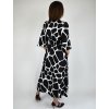 Dlouhé černo-bílé šaty s 3/4 rukávem