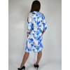 Košilové šaty s 3/4 rukávem, bílo-modrý originální vzor 0409