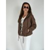 Čokoládově hnědá bunda s kapucí, zipem a patenty