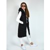 Černá dlouhá prošívaná vesta s kapucí 47855