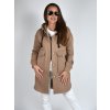 Světle hnědý kabátek Kropka s kapucí, kapsami a na knoflíky